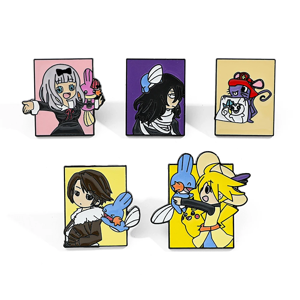 Lapel Pin Enamel - 5 Stück Pokémon Anime-Charaktere Brosche Modische