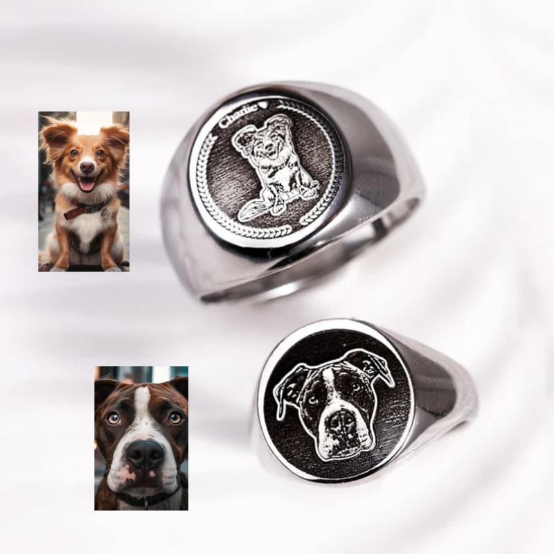 Men Accessories Wedding - Benutzerdefinierter gravierter Foto-Siegelring für Männer, personalisierte