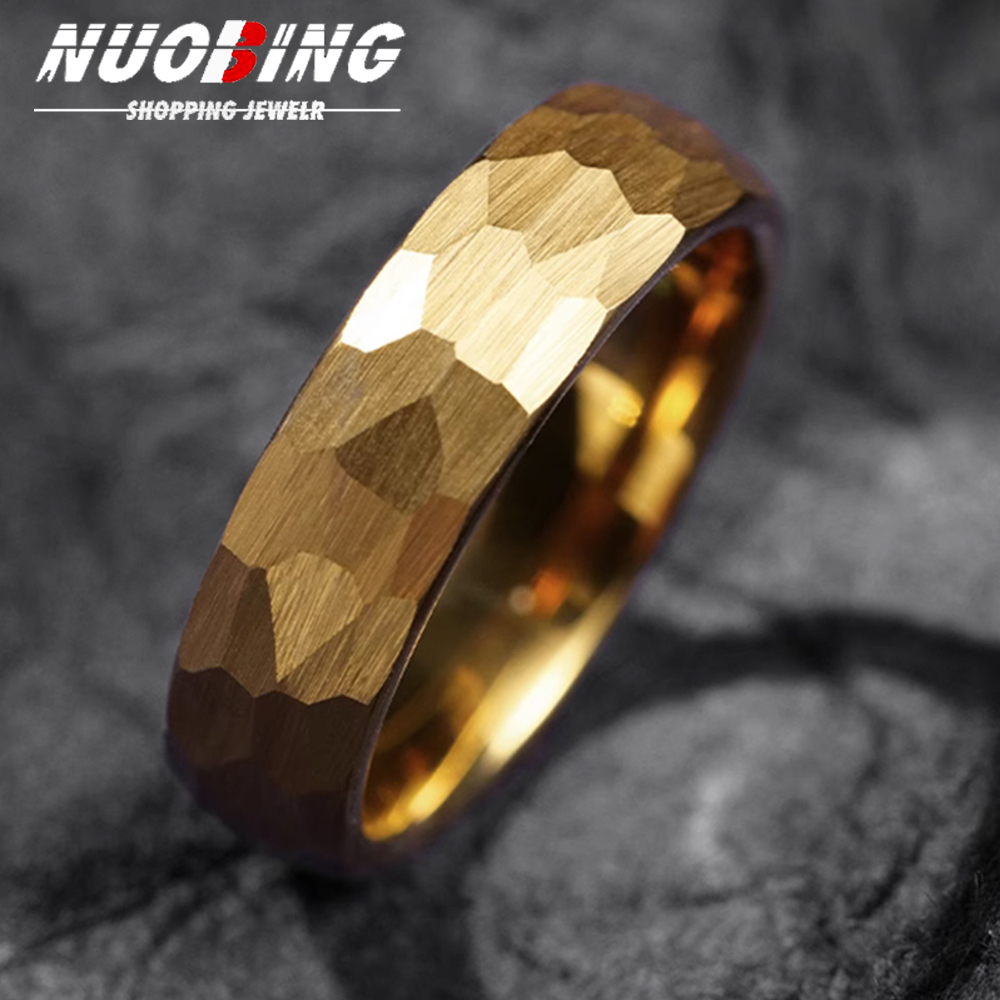 Men Accessories For Wedding - Gehämmerte, facettenreiche Titanringe für Männer und