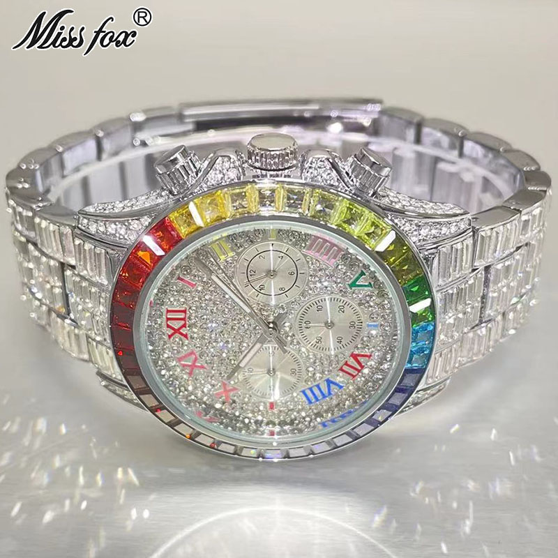 Men'S Accessories Luxury Brands - Missfox Luxus gefrorene Uhr für Männer
