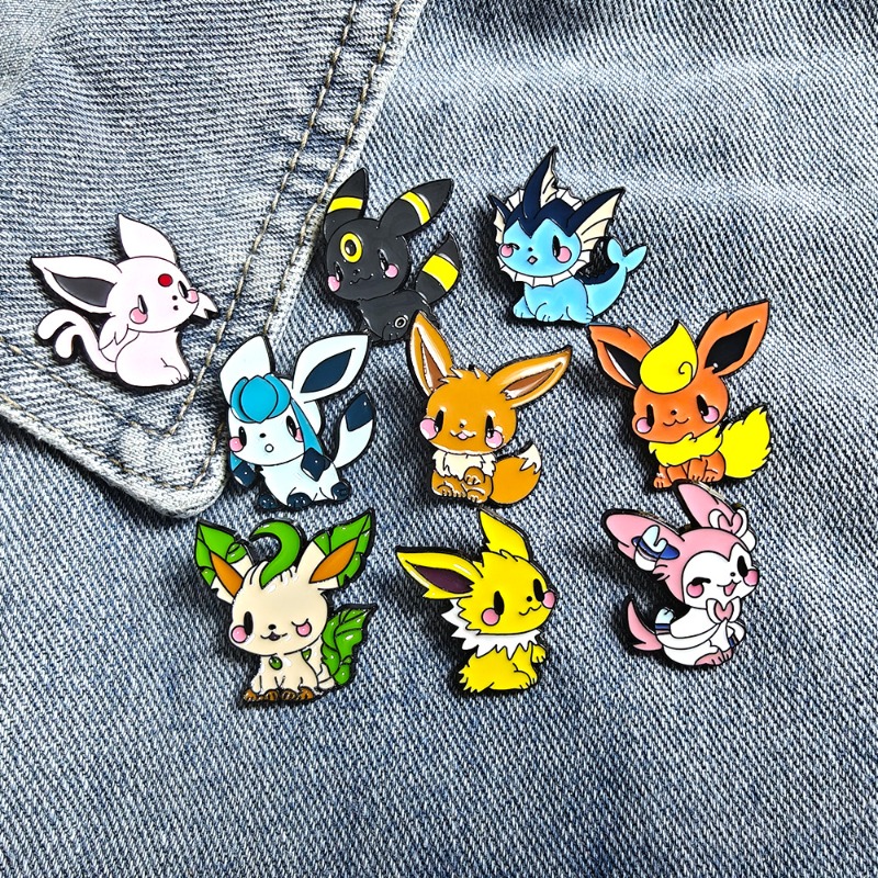 Lapel Pin Enamel - Heiß begehrtes 9-teiliges Anime-Elfen-Broschen-Set: Eevee Emaille-Pins,