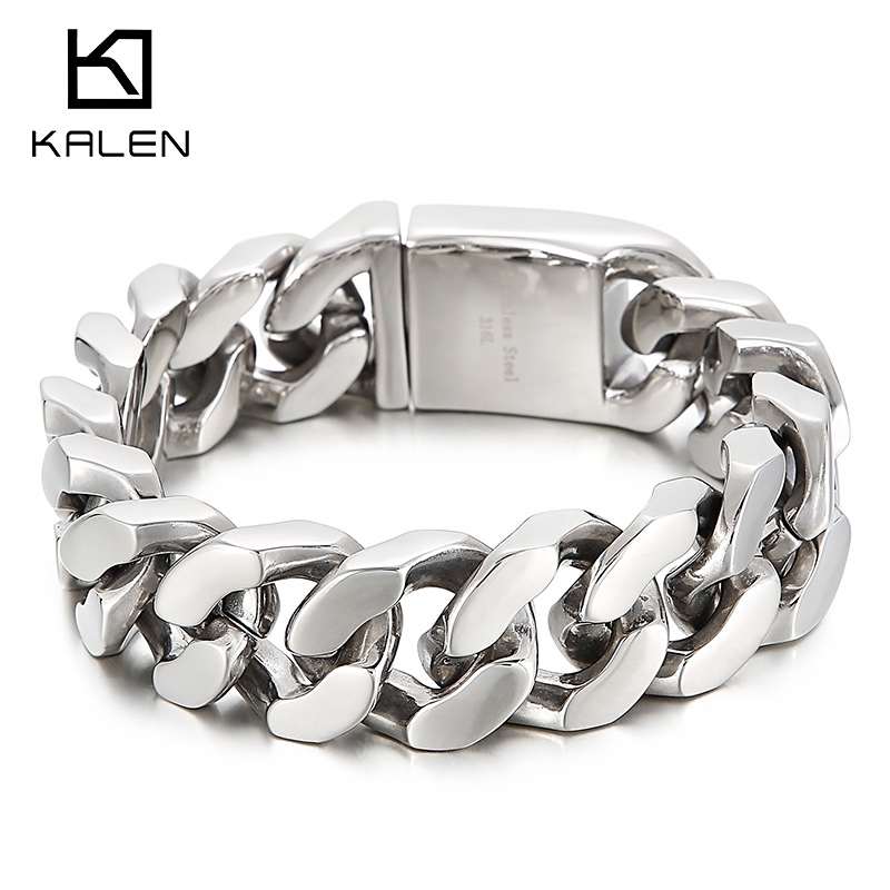 Men Accessories Ring And Bracelet - KALEN 22cm Edelstahl Link Kette Armband