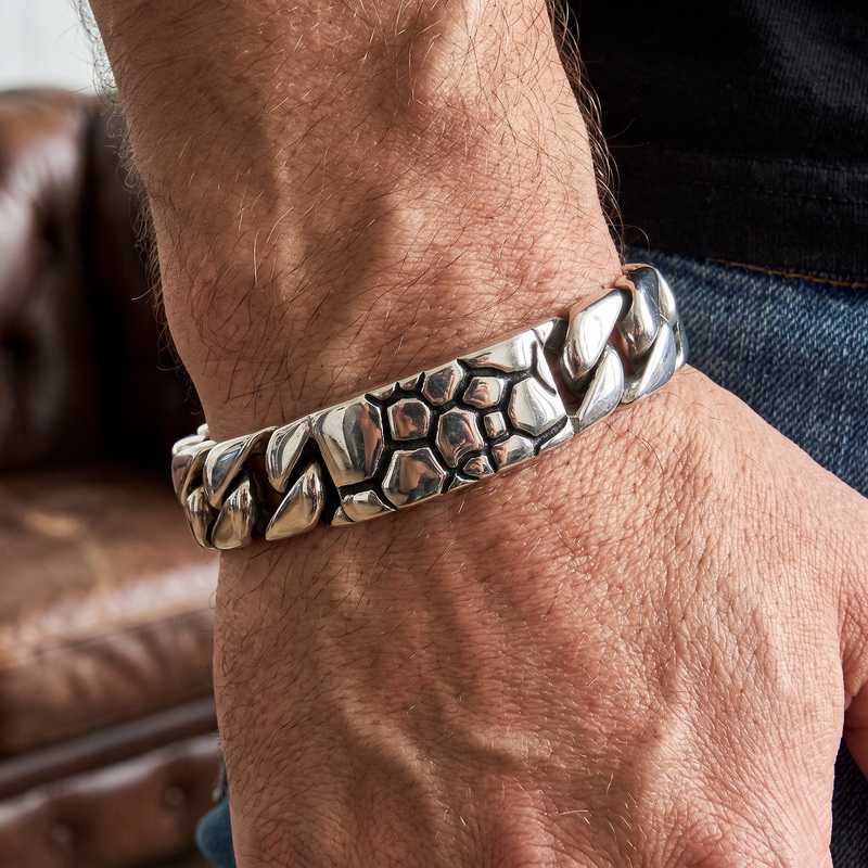 Men Accessories Ring And Bracelet - KALEN Vintage Edelstahl Panzerkettenarmband für Männer,