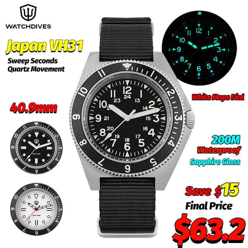 Men Accessories Bracelet - Watchdives WD1972 Quarzuhr, Saphir, leuchtende Herrenuhren,