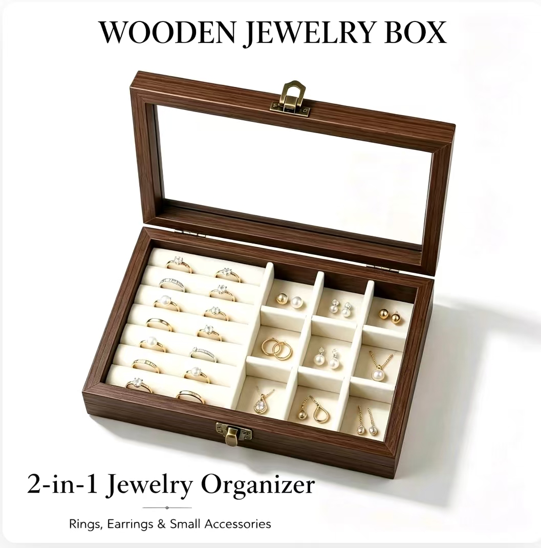 Men'S Accessories Drawer Organizer - Schmuckorganizer für den Schreibtisch im Walnussmuster