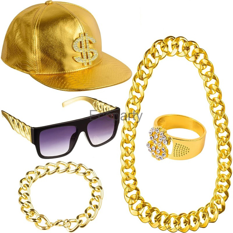 80er 90er Hip Hop Kostüm Zubeh – Men Accessories Ring And Bracelet Bewertung und Preis