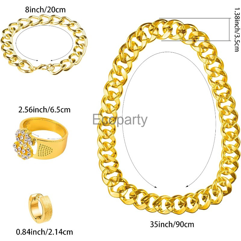 80er 90er Hip Hop Kostüm Zubeh – Men Accessories Ring And Bracelet Bewertung und Preis