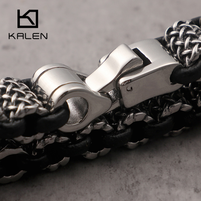 KALEN Vintage Schwarz Leder Li – Men Accessories Ring And Bracelet Bewertung und Preis