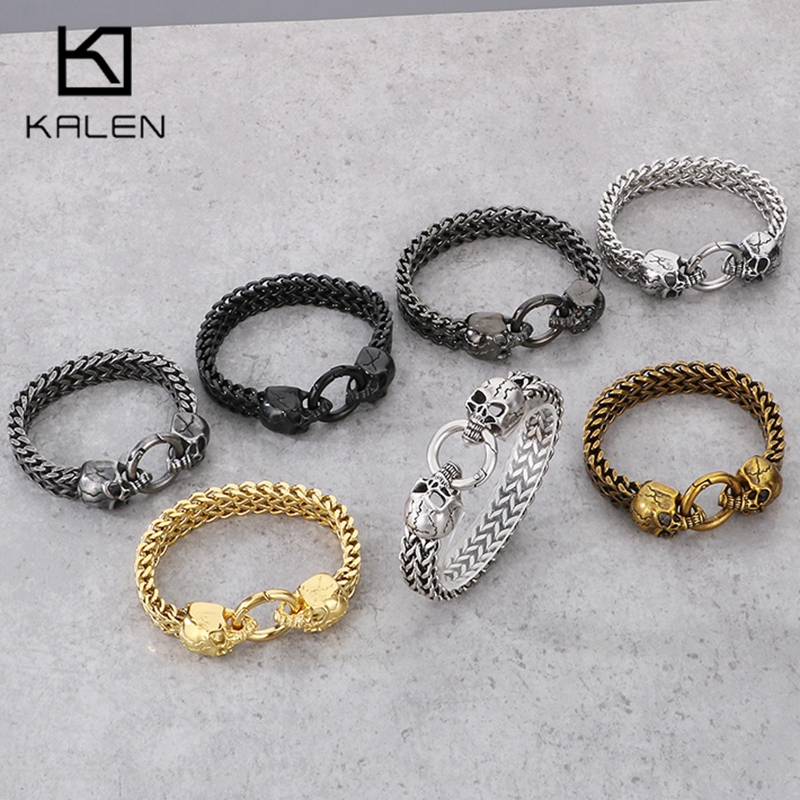 Kalen Punk Edelstahl Schädel C – Men Accessories Ring And Bracelet Bewertung und Preis