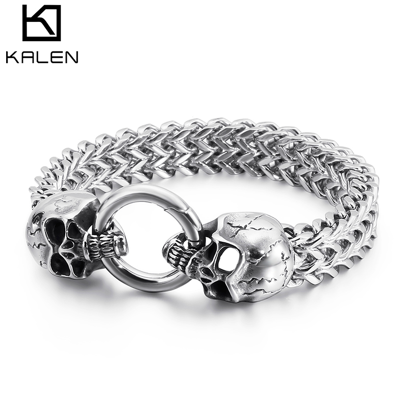 Kalen Punk Edelstahl Schädel C – Men Accessories Ring And Bracelet Bewertung und Preis