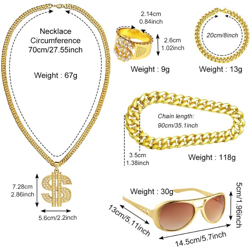 5-teiliges Hip-Hop-Kostüm-Set, – Men Accessories Ring And Bracelet Bewertung und Preis