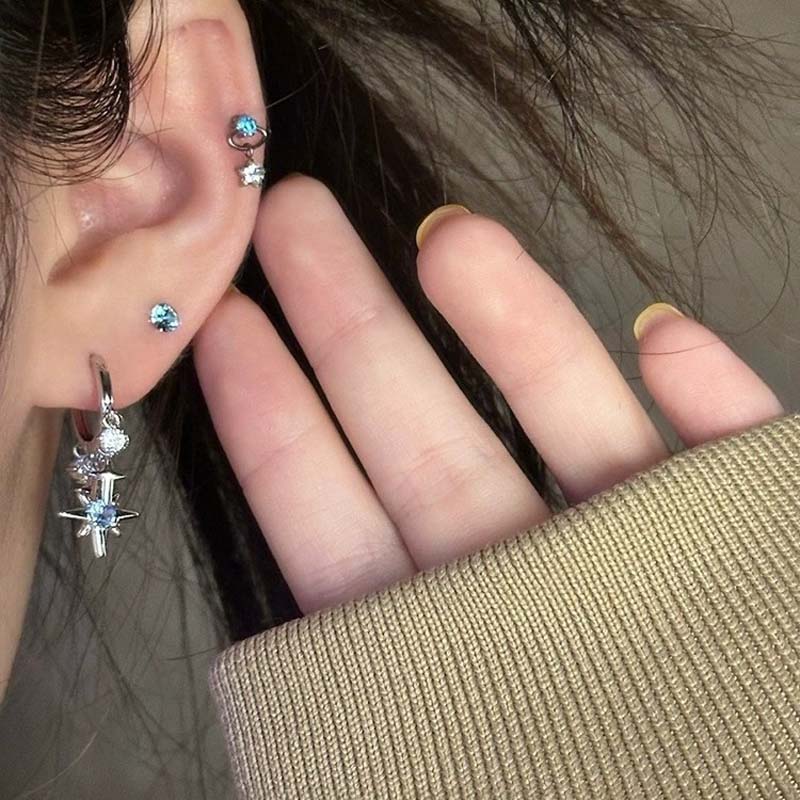 Neue Y2K Blau Zirkon Stern Qua – Men'S Accessories Jewelry Sale Bewertung und Preis